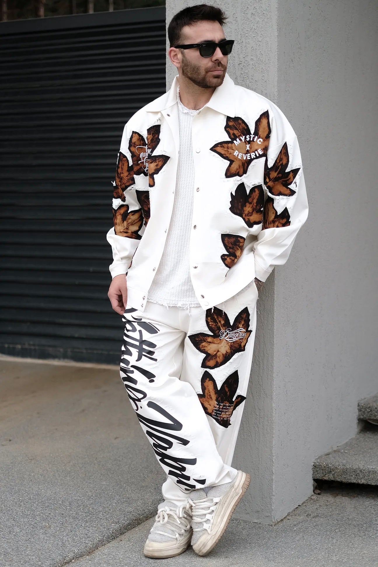 Leaf Effect Torn Detail Suit