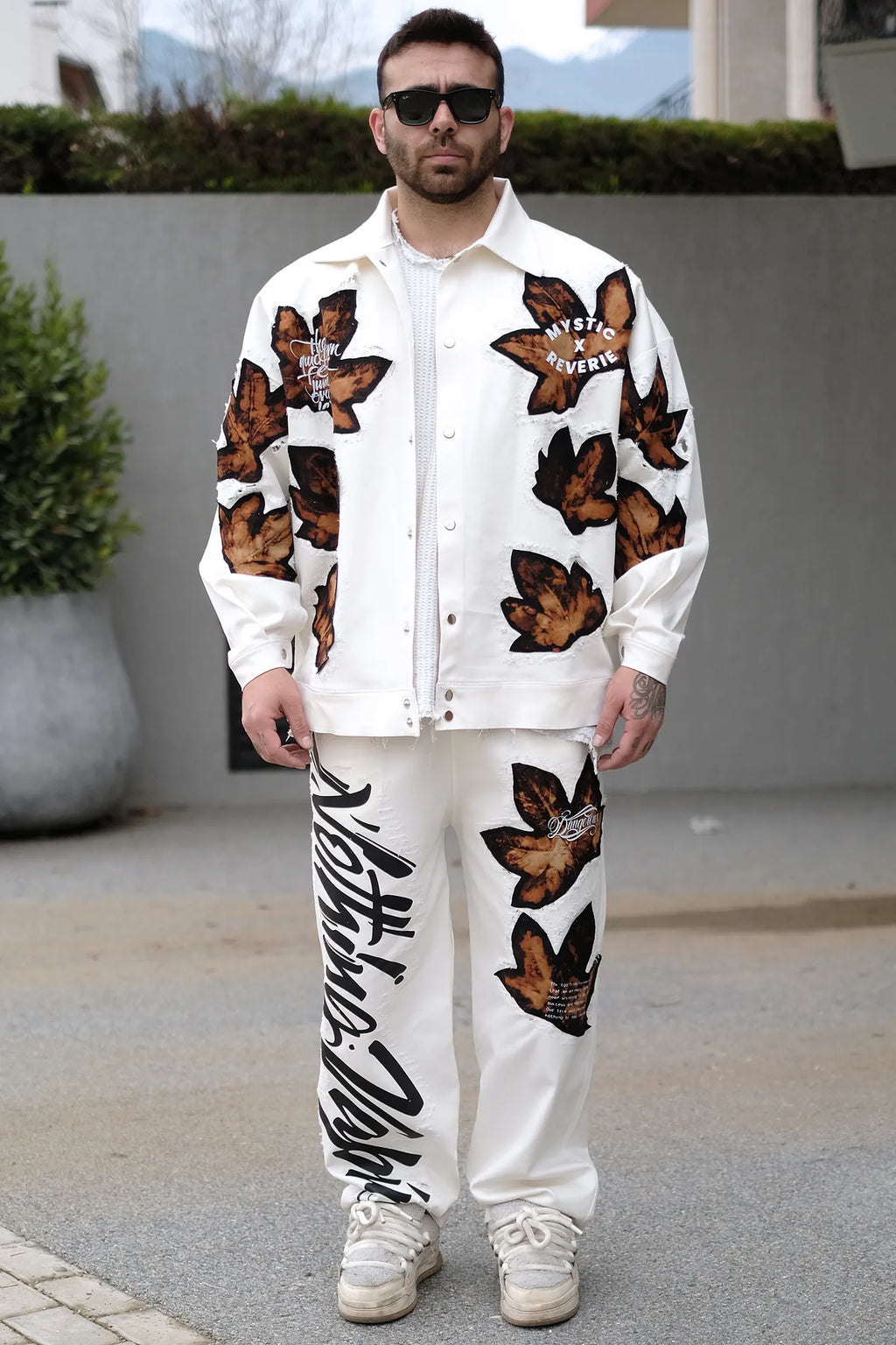 Leaf Effect Torn Detail Suit