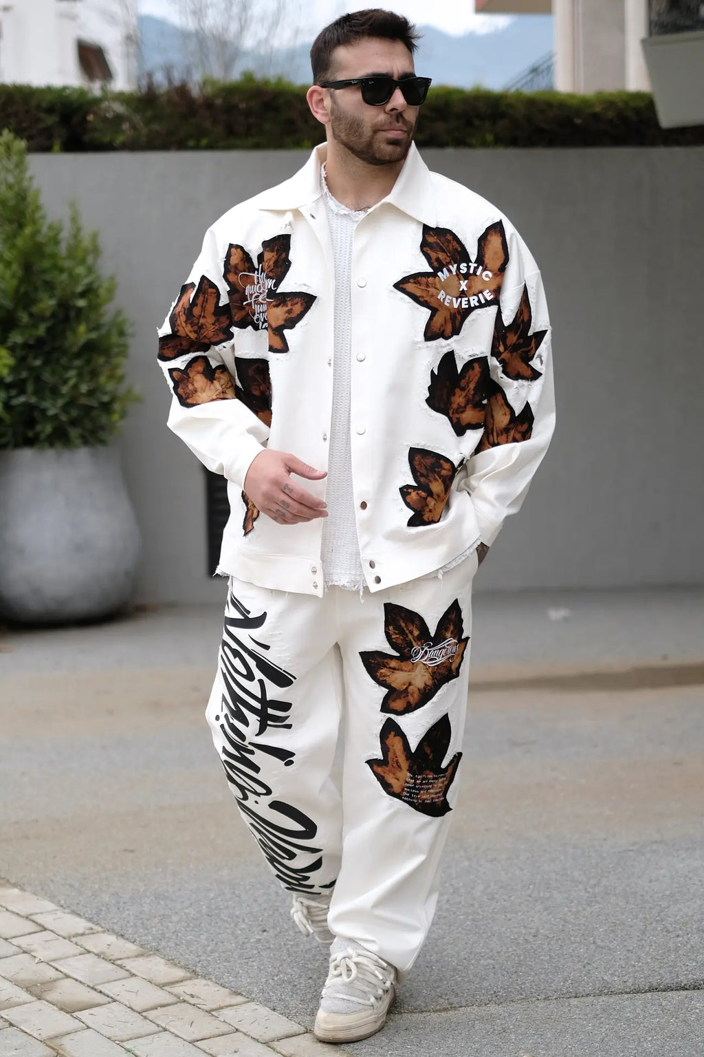 Leaf Effect Torn Detail Suit