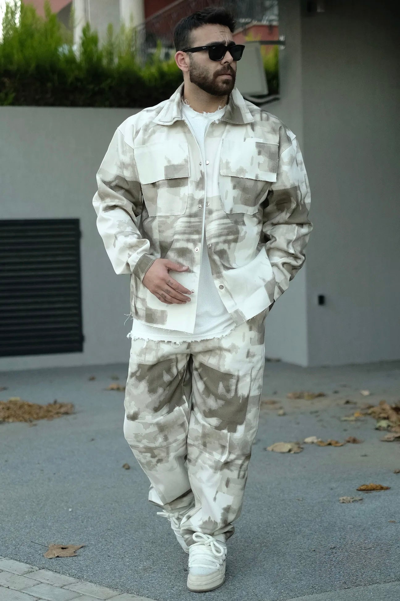 Paint Effect Denim Suit