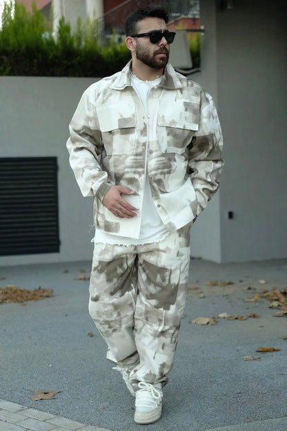 Paint Effect Denim Suit