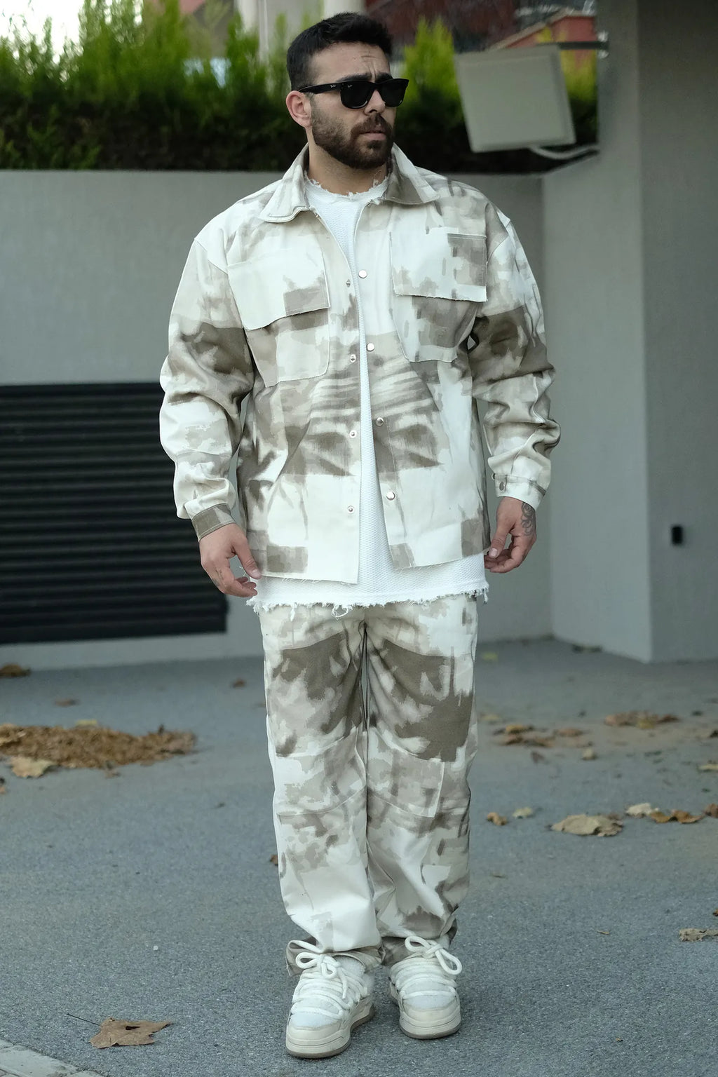 Paint Effect Denim Suit