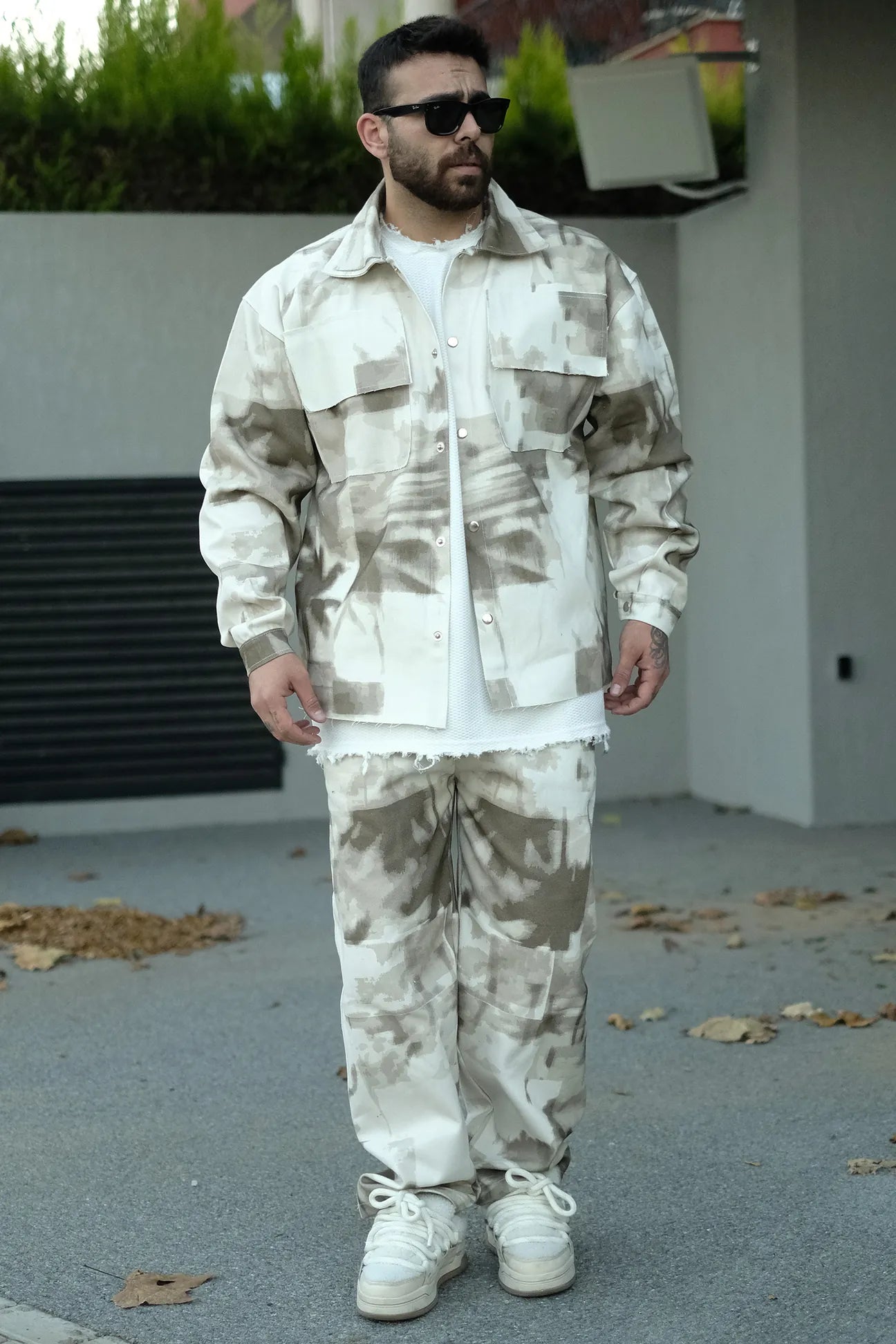 Paint Effect Denim Suit