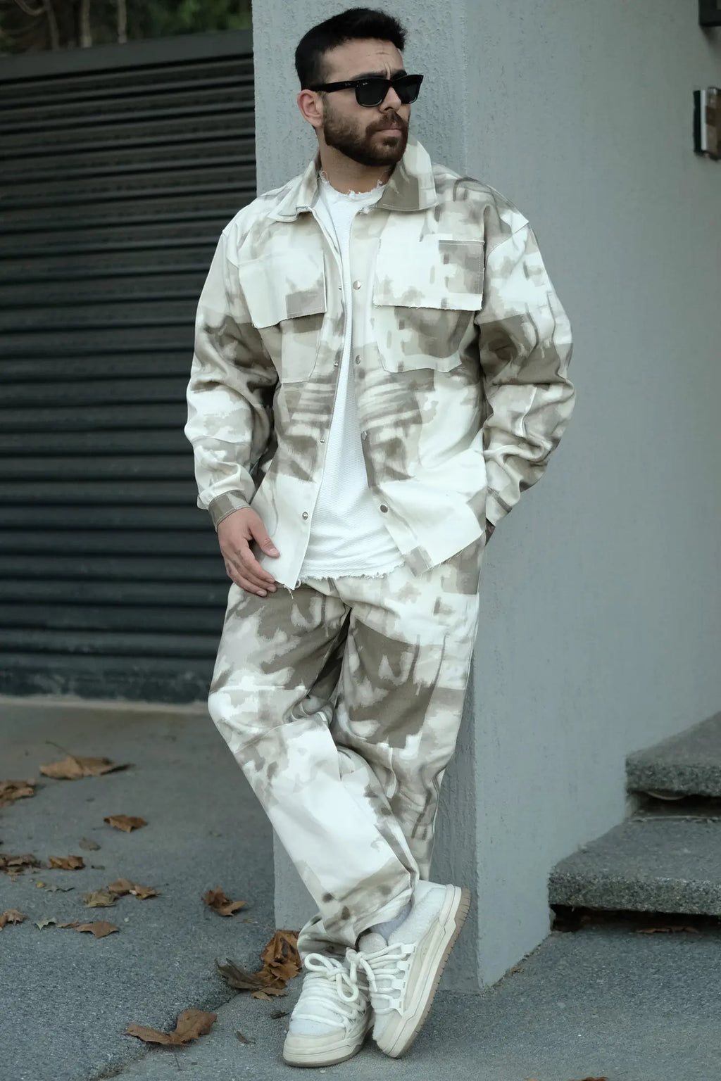 Paint Effect Denim Suit