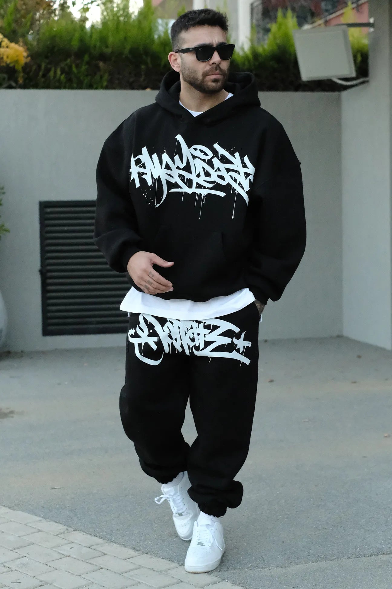 Tag Printed Oversize Hoodie